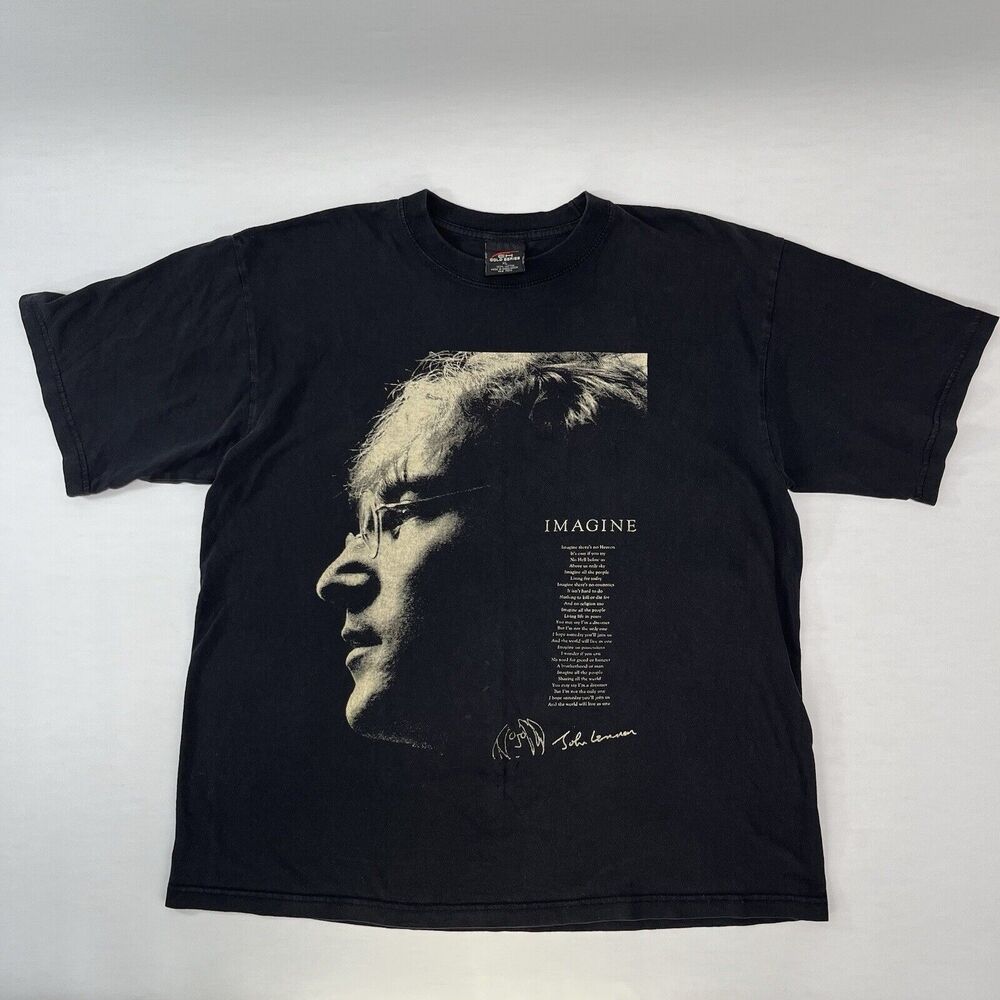 John Lennon Doodle Imagine Signature T-Shirt Men's XL 24" x 28"